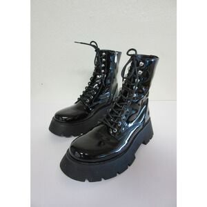 SAM EDELMAN Circus Black Lolita Combat Grunge 8.5 Lace Up Lugged Heel Boots